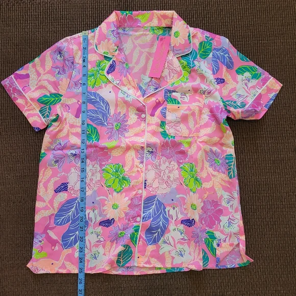 NWT Lilly Pulitzer Teagan Pajama Short Sleeve Top - Picture 8 of 12